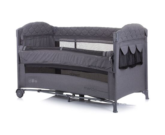 Patut pliabil Chipolino Merida graphite linen cu laterala culisanta, Culoare: Gri, Dimensiuni: 120x60,poza 3