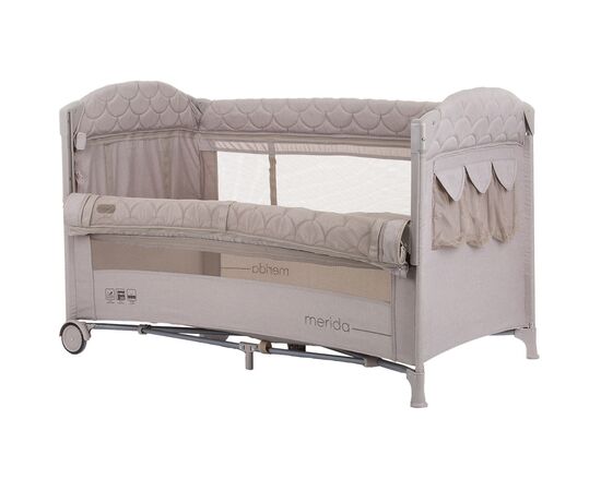 Patut pliabil Chipolino Merida sand linen cu laterala culisanta, Culoare: Crem, Dimensiuni: 120x60,poza 2