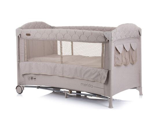 Patut pliabil Chipolino Merida sand linen cu laterala culisanta, Culoare: Crem, Dimensiuni: 120x60,poza 4