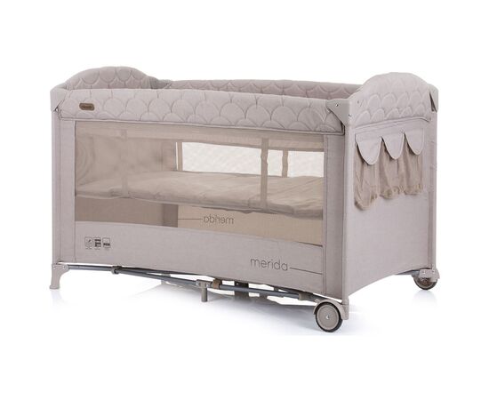 Patut pliabil Chipolino Merida sand linen cu laterala culisanta, Culoare: Crem, Dimensiuni: 120x60,poza 5