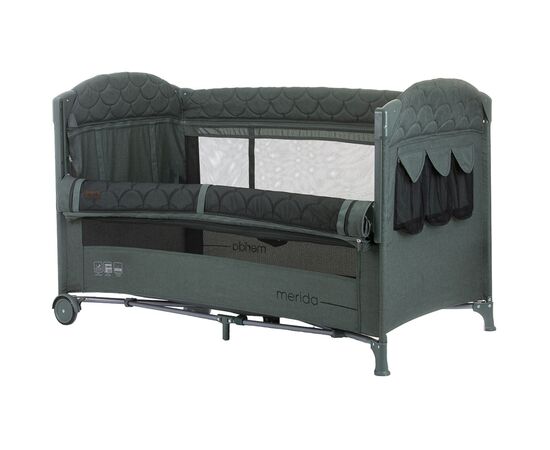 Patut pliabil Chipolino Merida aloe linen cu laterala culisanta, Culoare: Verde inchis, Dimensiuni: 120x60,poza 2