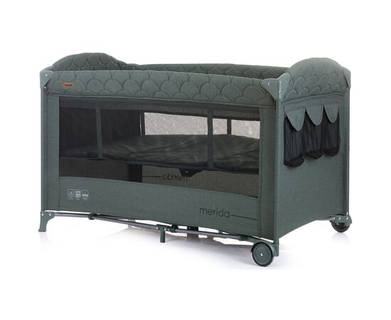 Patut pliabil Chipolino Merida aloe linen cu laterala culisanta, Culoare: Verde inchis, Dimensiuni: 120x60,poza 5