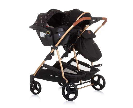 Carucior gemeni Chipolino Duo Smart 3 in 1 ebony, Culoare: Negru,poza 11