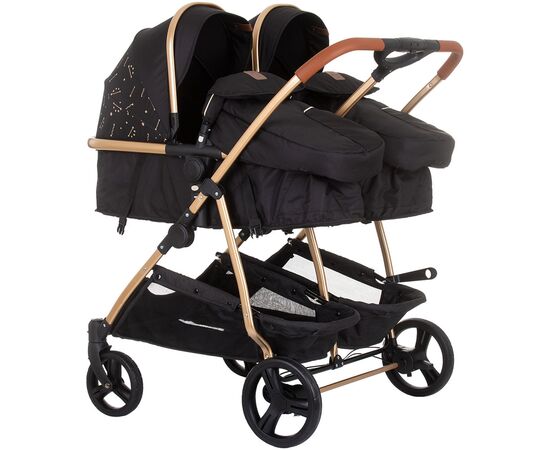 Carucior gemeni Chipolino Duo Smart 2 in 1 ebony, Culoare: Negru,poza 2