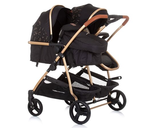 Carucior gemeni Chipolino Duo Smart 2 in 1 ebony, Culoare: Negru,poza 3