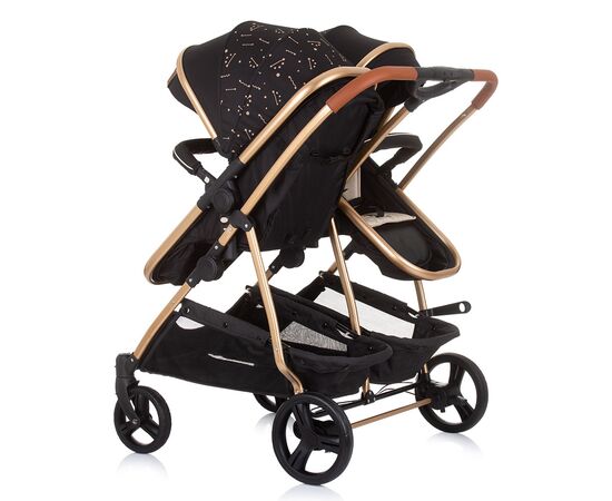 Carucior gemeni Chipolino Duo Smart 2 in 1 ebony, Culoare: Negru,poza 4