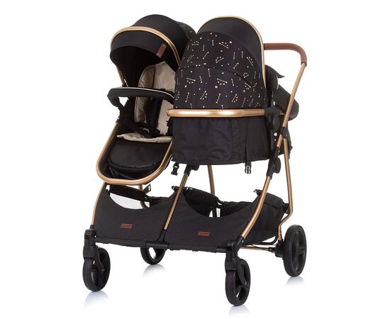 Carucior gemeni Chipolino Duo Smart 2 in 1 ebony, Culoare: Negru,poza 6