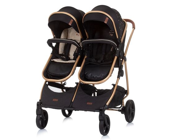 Carucior gemeni Chipolino Duo Smart 2 in 1 ebony, Culoare: Negru,poza 7