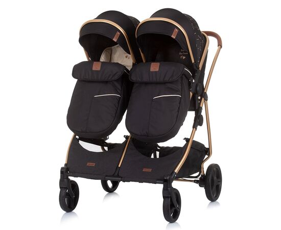 Carucior gemeni Chipolino Duo Smart 2 in 1 ebony, Culoare: Negru,poza 8