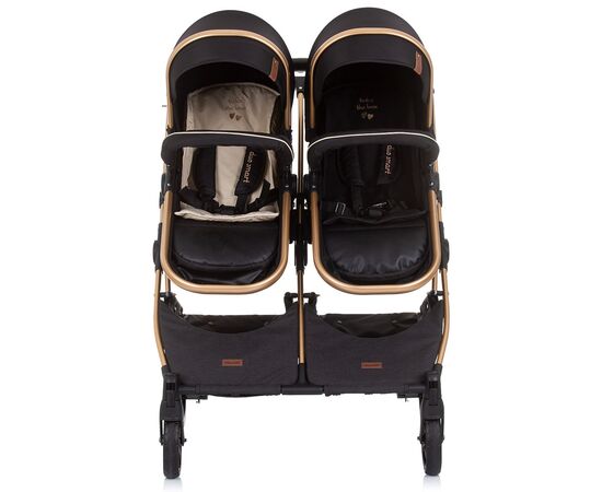 Carucior gemeni Chipolino Duo Smart 2 in 1 ebony, Culoare: Negru,poza 9