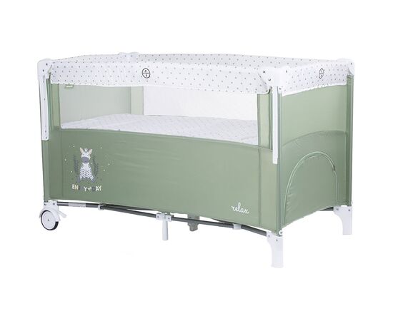 Patut pliabil Chipolino Relax aloe cu laterala culisanta, Culoare: Verde, Dimensiuni: 120x60