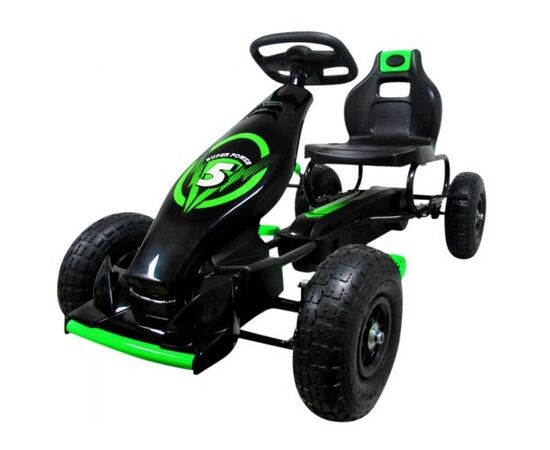 Kart cu pedale Gokart, 4-10 ani, roti gonflabile, G8 R-Sport - Verde, Culoare: Verde