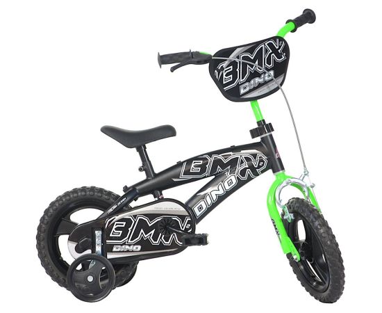 Bicicleta copii Dino Bikes 12' BMX negru si verde, Culoare: Negru, Dimensiuni: 12 inch
