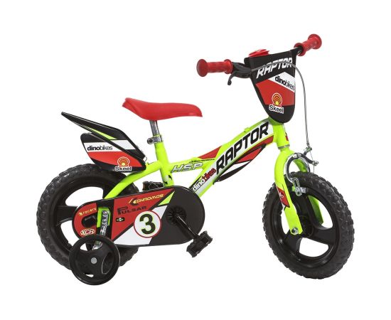Bicicleta copii Dino Bikes 12' Raptor galben, Culoare: Galben, Dimensiuni: 12 inch