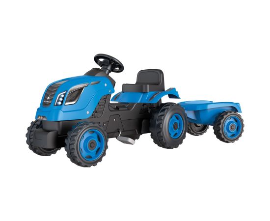 Tractor cu pedale si remorca Smoby Farmer XL albastru, Culoare: Albastru