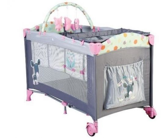 BabyGo - Patut Pliant Sleepwell Pink, Culoare: Roz, Dimensiuni: 120x60