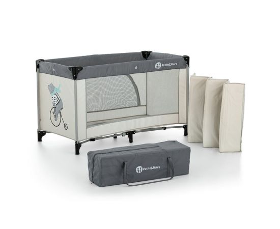 Patut pliant Petite&Mars Nyja Teddy Biker, Grey, Culoare: Gri deschis