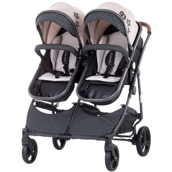 Carucior gemeni Chipolino Duo Smart beige graphite linen, Culoare: Roz  - ExclusivMAG.ro