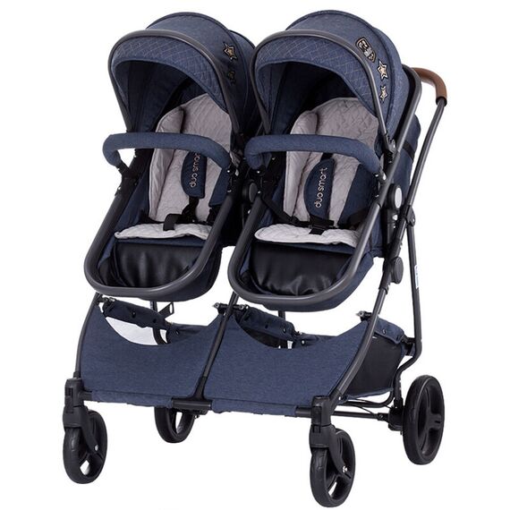 Carucior gemeni Chipolino Duo Smart denim, Culoare: Albastru  - ExclusivMAG.ro