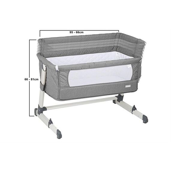 Patut co-sleeper 2 in 1 Together Grey BabyGo, Culoare: Gri, Dimensiuni: 95x65 - poza 7 - ExclusivMAG.ro
