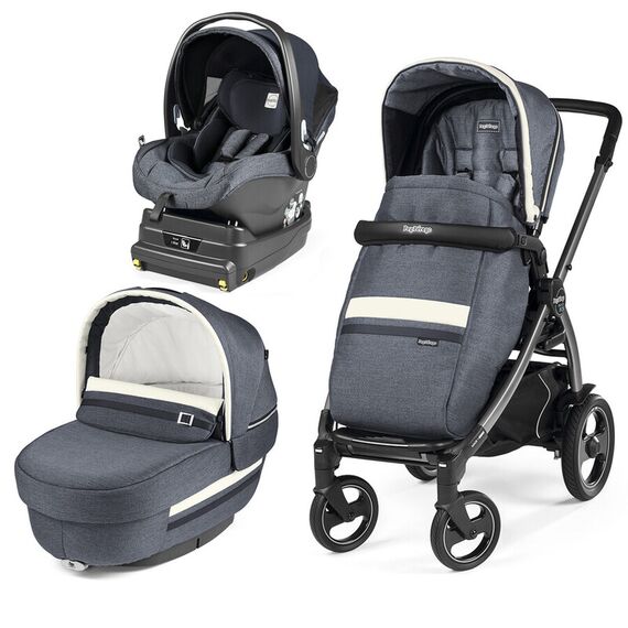 Carucior 3 In 1 Book Plus 51 S Titania, baza i-Size inclusa, Luxe Mirage Peg Perego, Culoare: Blue  - ExclusivMAG.ro