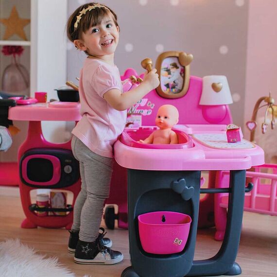 Centru de ingrijire pentru papusi Smoby Baby Nurse Doll`s Play Center roz cu 23 accesorii - poza 7 - ExclusivMAG.ro