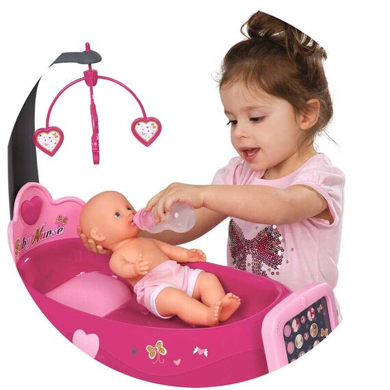 Set cadita si accesorii pentru papusi Smoby Baby Nurse Nursery roz - poza 6 - ExclusivMAG.ro