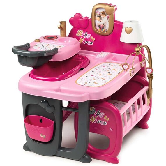 Centru de ingrijire pentru papusi Smoby Baby Nurse Doll`s Play Center roz cu 23 accesorii - poza 2 - ExclusivMAG.ro