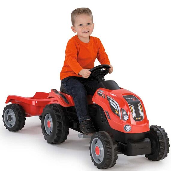 Tractor cu pedale si remorca Smoby Farmer XL rosu - poza 7 - ExclusivMAG.ro