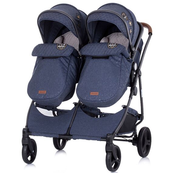 Carucior gemeni Chipolino Duo Smart denim, Culoare: Albastru - poza 2 - ExclusivMAG.ro