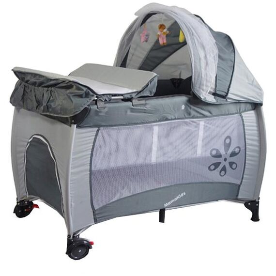 Patut pliabil cu 2 nivele Travel & Sleep Mamakids Gri - Kidcity  - ExclusivMAG.ro