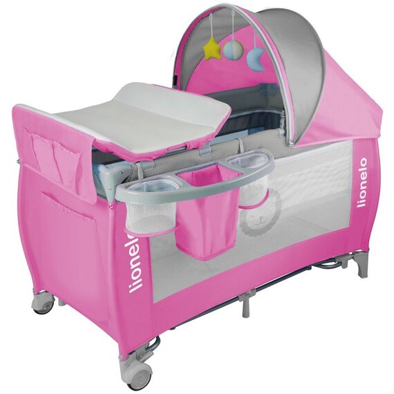 Patut pliant cu leganare Sven Plus Pink/Grey - Lionelo  - ExclusivMAG.ro