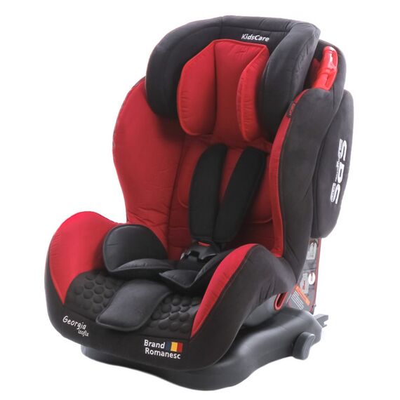 Scaun auto Georgia cu Isofix si Top Tether Rosu Kidscare, Culoare: Rosu/Negru, Grupa: 9-36kg (9 luni - 12 ani)  - ExclusivMAG.ro