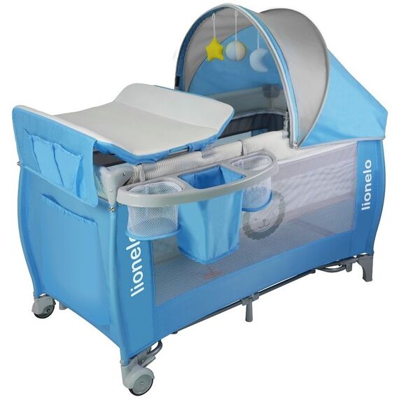 Patut pliant cu leganare Sven Plus Blue/Light Grey - Lionelo  - ExclusivMAG.ro