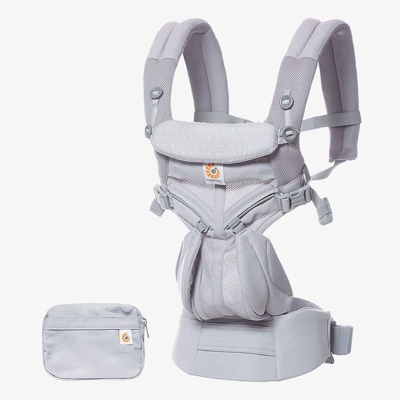 Marsupiu Ergobaby Omni 360 Cool Air Mesh Grey Pink Dots  - ExclusivMAG.ro