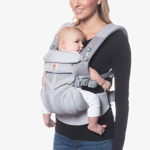 Marsupiu Ergobaby Omni 360 Cool Air Mesh Grey Pink Dots - poza 4 - ExclusivMAG.ro
