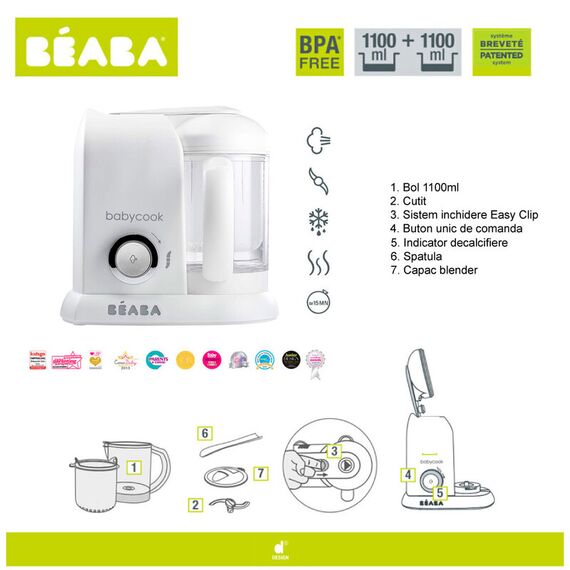 Robot Babycook Solo White/Silver Beaba - poza 8 - ExclusivMAG.ro