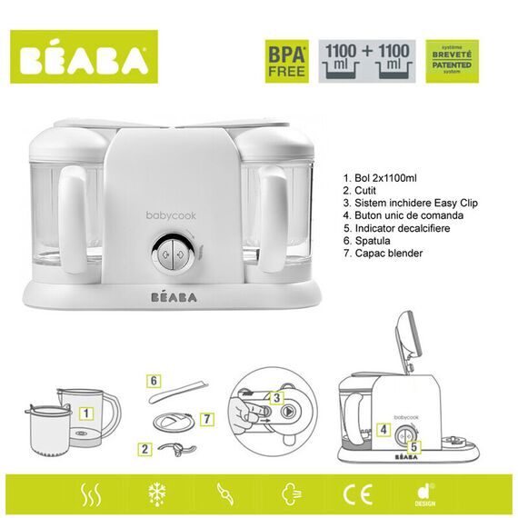 Robot Babycook Plus White Silver Beaba, Culoare: Alb - poza 6 - ExclusivMAG.ro