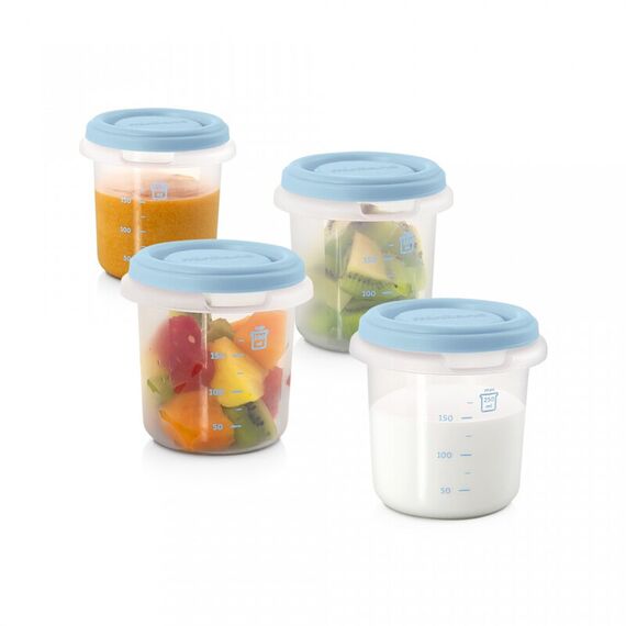 Set 4 Recipiente Plastic 250 ml Azure Miniland, Culoare: Albastru, Cantitate: 250ml  - ExclusivMAG.ro