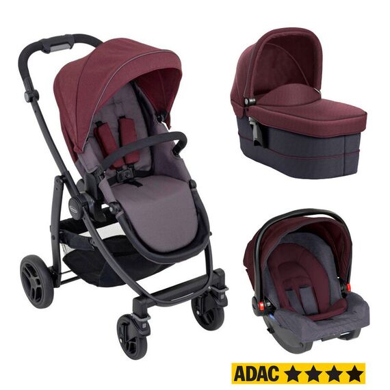 Carucior Graco Evo 3 in 1 Crimson, Culoare: Visiniu  - ExclusivMAG.ro
