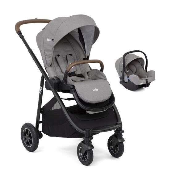 Carucior Joie Versatrax + Scoica auto I-SNUG Gray Flannel, nastere - 75cm  - ExclusivMAG.ro