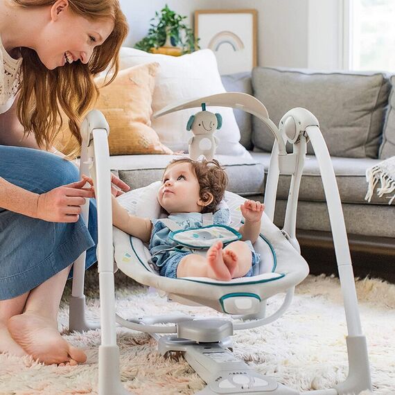 Leagan portabil Ingenuity ConvertMe Swing 2 Seat Battery-Saver, Nash - poza 4 - ExclusivMAG.ro