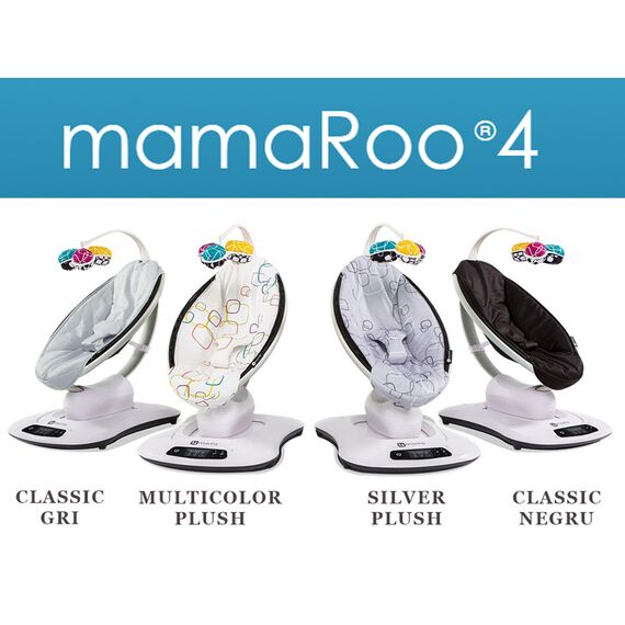 Fotoliu Balansoar Bebelusi 4MOMS MamaRoo 4.0 Plush Silver, Culoare: Gri deschis - poza 6 - ExclusivMAG.ro