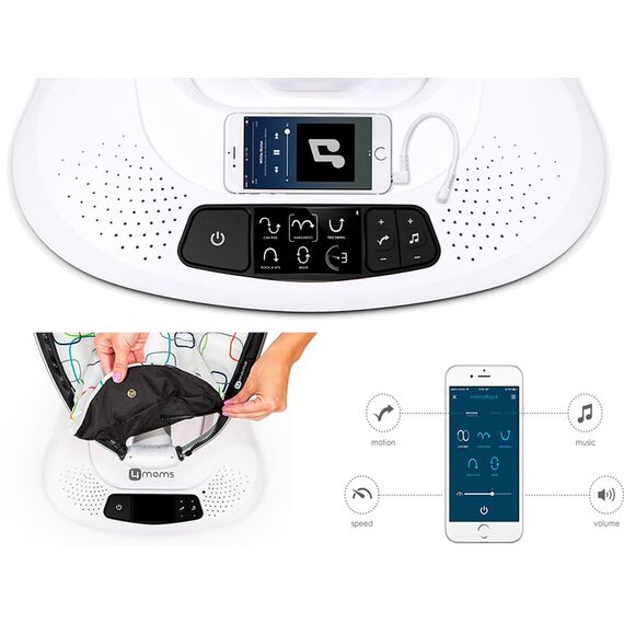 Fotoliu Balansoar Bebelusi 4MOMS MamaRoo 4.0 Plush Silver, Culoare: Gri deschis - poza 3 - ExclusivMAG.ro