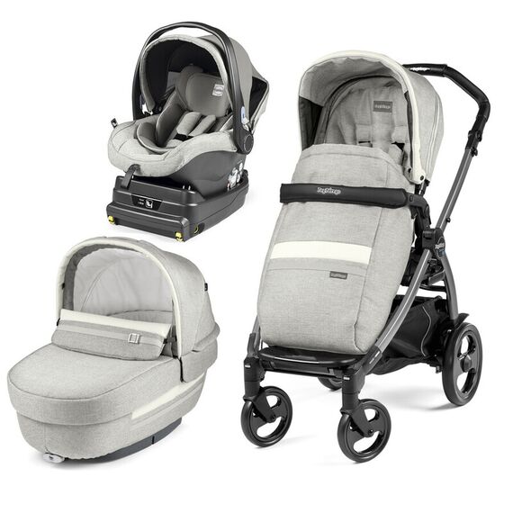 Carucior 3 in 1 Peg Perego Book Plus 51 Titania, baza i-Size inclusa, Luxe Pure, Culoare: Gri deschis  - ExclusivMAG.ro