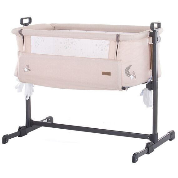 Patut Co-Sleeper Chipolino Close To Me beige printed stars inside, Culoare: Multicolor - poza 2 - ExclusivMAG.ro