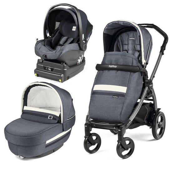Carucior 3 in 1 Peg Perego Book Plus 51 Titania, baza i-Size inclusa, Luxe Mirage, Culoare: Blue  - ExclusivMAG.ro