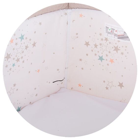 Patut Co-Sleeper Chipolino Close To Me beige printed stars inside, Culoare: Multicolor - poza 4 - ExclusivMAG.ro