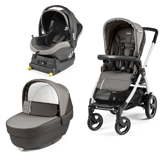 Carucior 3 In 1 Peg Perego Book Plus 51 S Titania White, baza i-Size inclusa, Class Grey, Culoare: Gri  - ExclusivMAG.ro