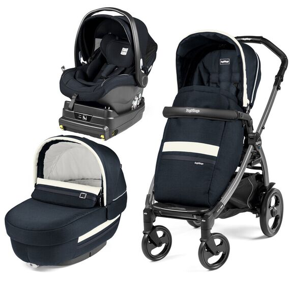 Carucior 3 in 1 Peg Perego Book Plus 51 Titania, baza i-Size inclusa, Luxe Prestige, Culoare: Albastru  - ExclusivMAG.ro